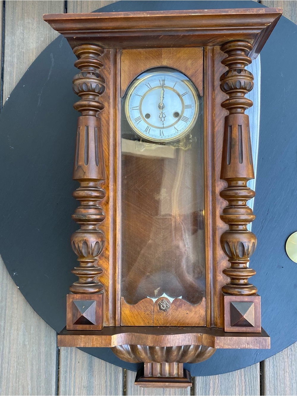 Antiq.German Vienna Wood Wall Clock Freischwinger Pendulum Not Working Parts
